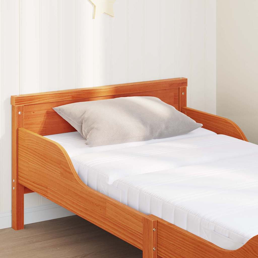 Sengestamme med madrass Vokset Brun 80 x 200 cm Massiv furu