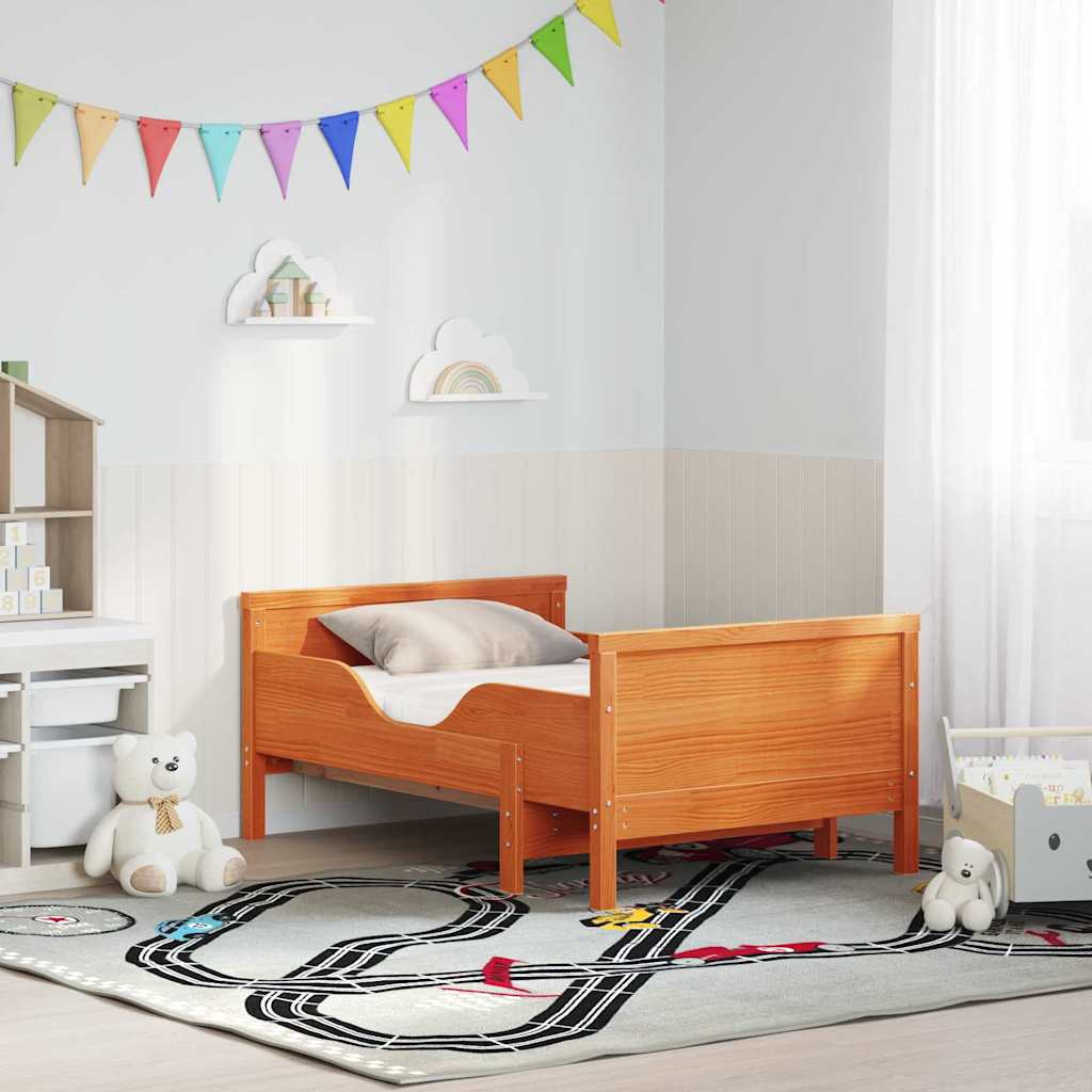 Sengestamme med madrass Vokset Brun 80 x 200 cm Massiv furu