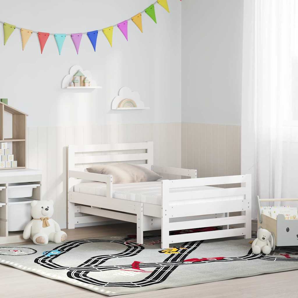 Sengestamme med madrass Hvit 80 x 200 cm Massiv furu