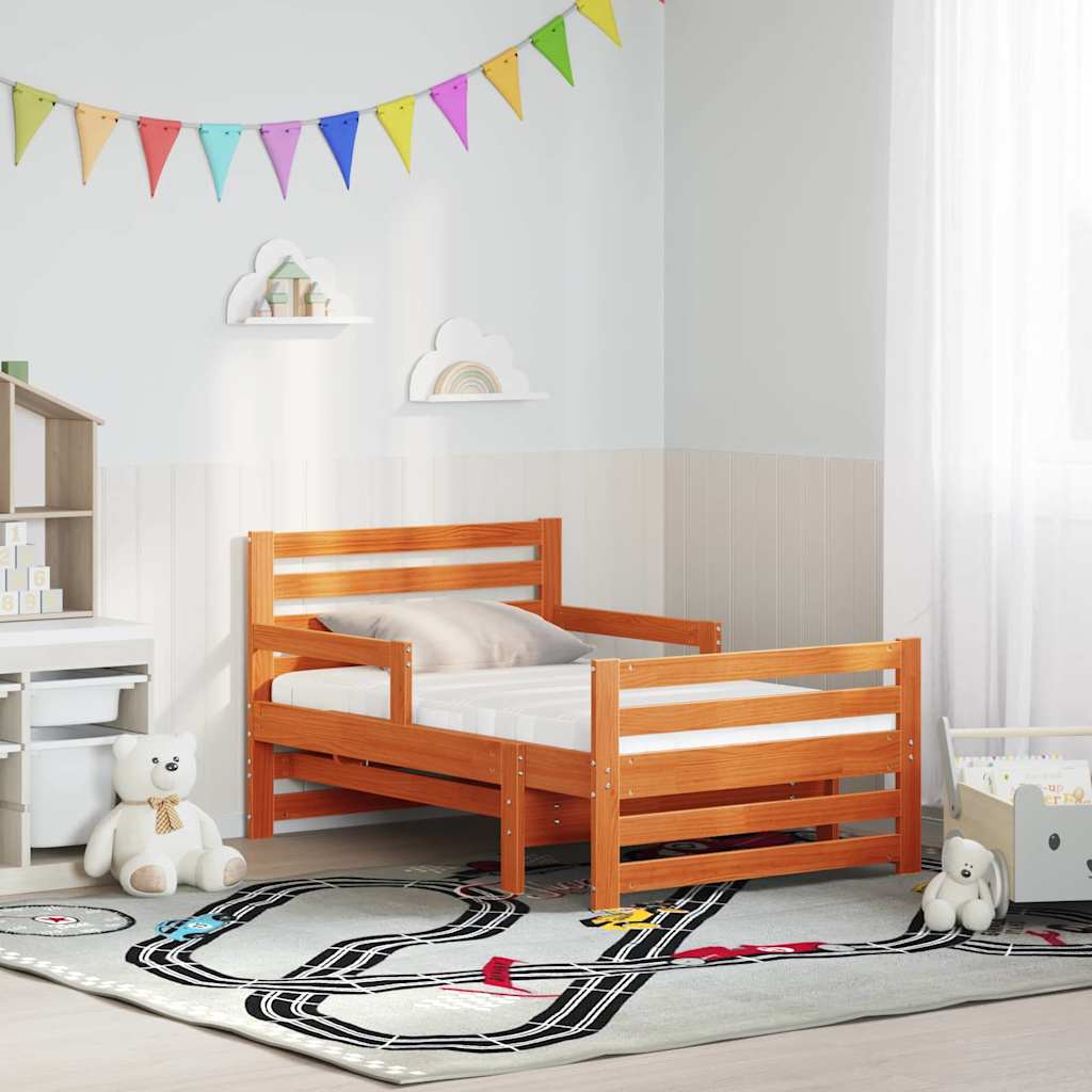 Sengestamme med madrass Vokset Brun 80 x 200 cm Massiv furu