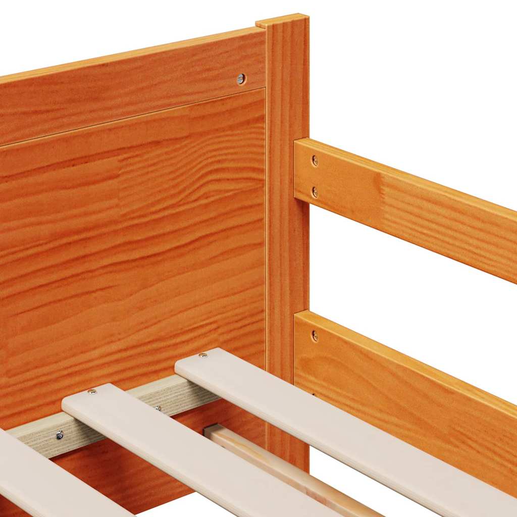 Sengestamme med madrass Vokset Brun 80 x 200 cm Massiv furu