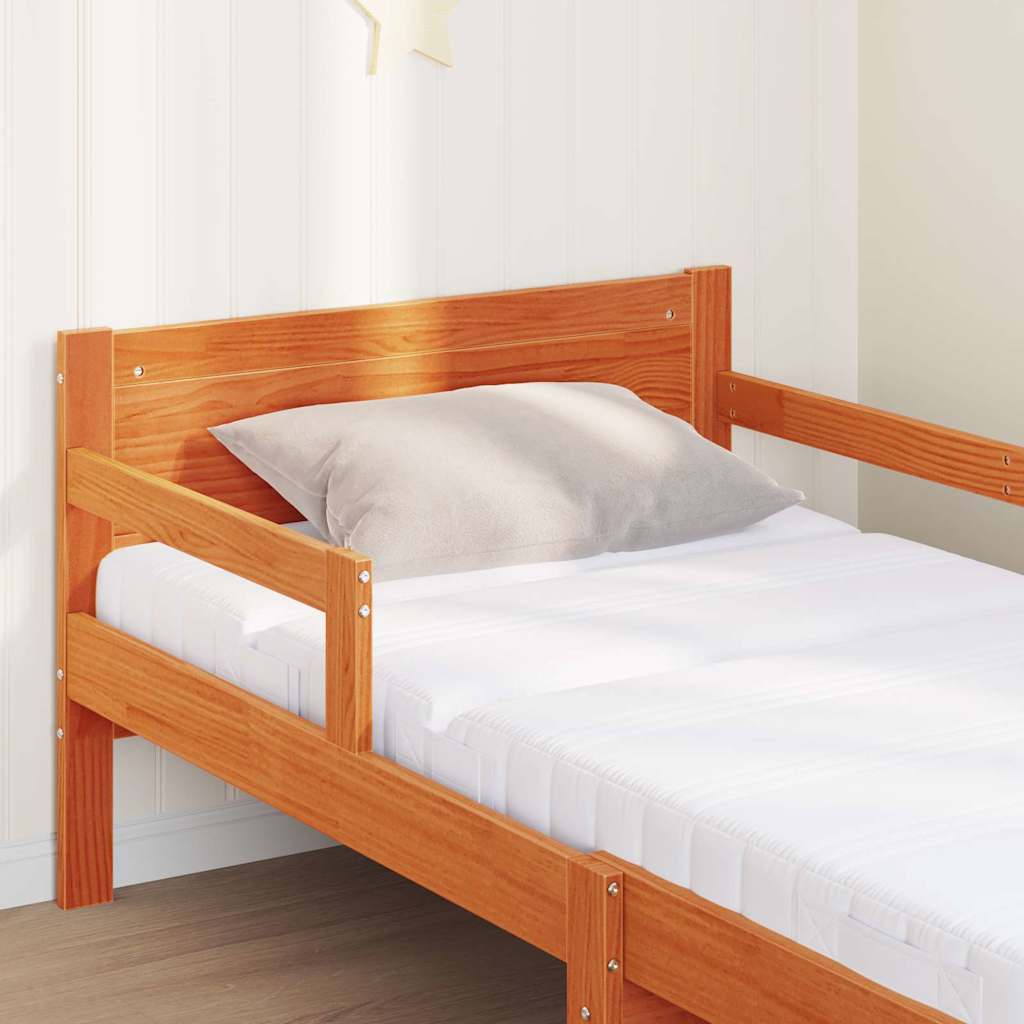 Sengestamme med madrass Vokset Brun 80 x 200 cm Massiv furu