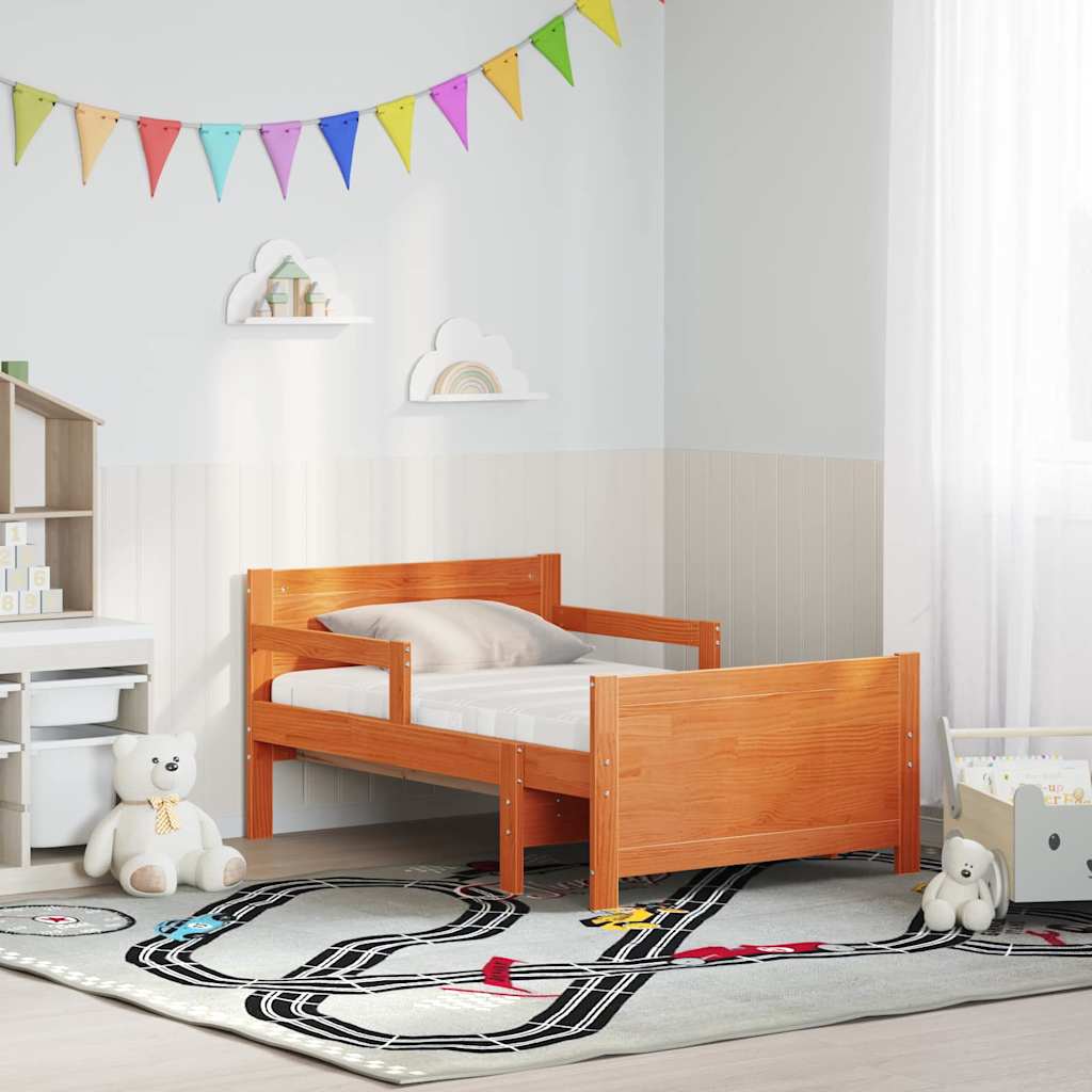 Sengestamme med madrass Vokset Brun 80 x 200 cm Massiv furu