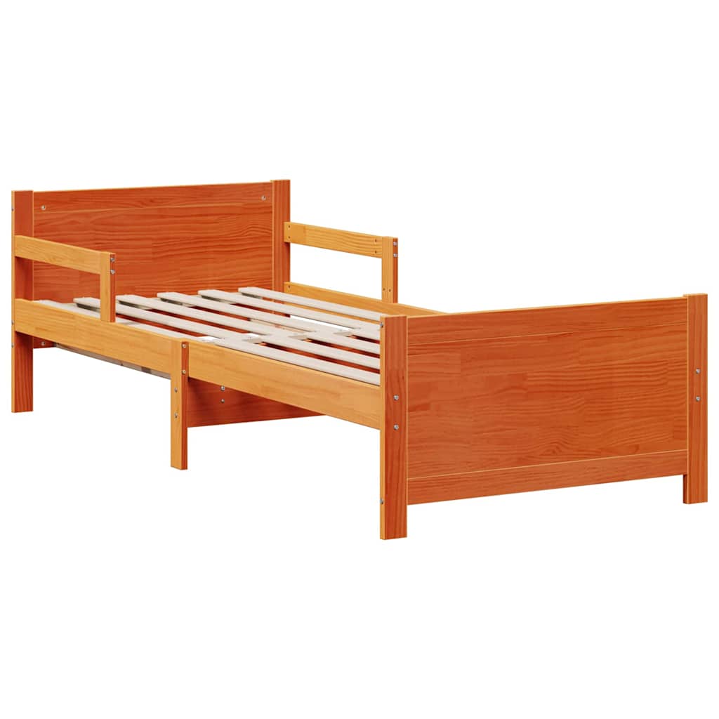 Sengestamme med madrass Vokset Brun 80 x 200 cm Massiv furu