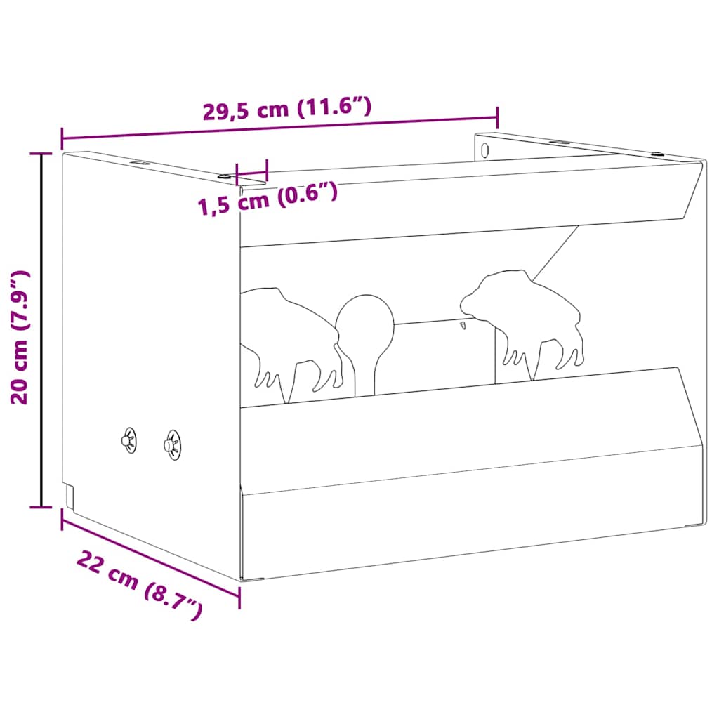 Kulefanger boks Svart 29 x 22 x 20 cm Stål