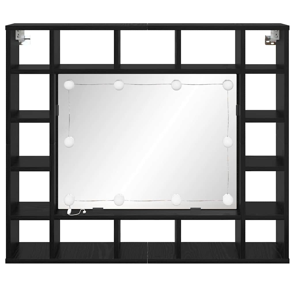 Speilskap med hylle Svart Eik 91 x 15 x 76,5 cm Konstruert tre