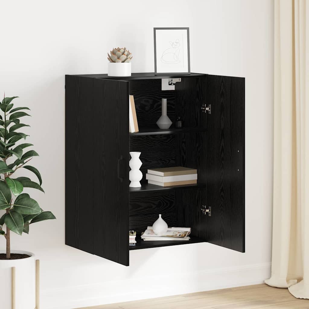 Veggskap Veggmontert Svart Eik 69,5 x 34 x 90 cm Konstruert tre