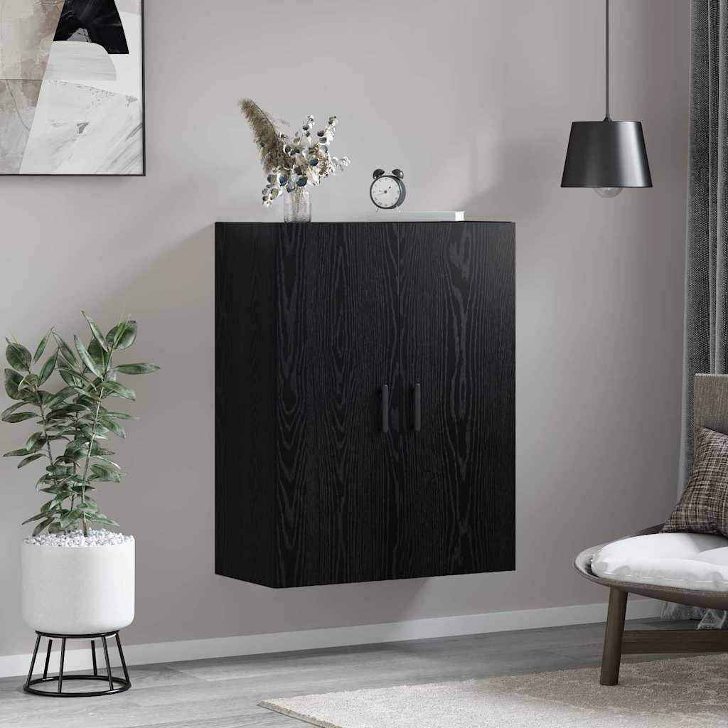 Veggskap Veggmontert Svart Eik 69,5 x 34 x 90 cm Konstruert tre