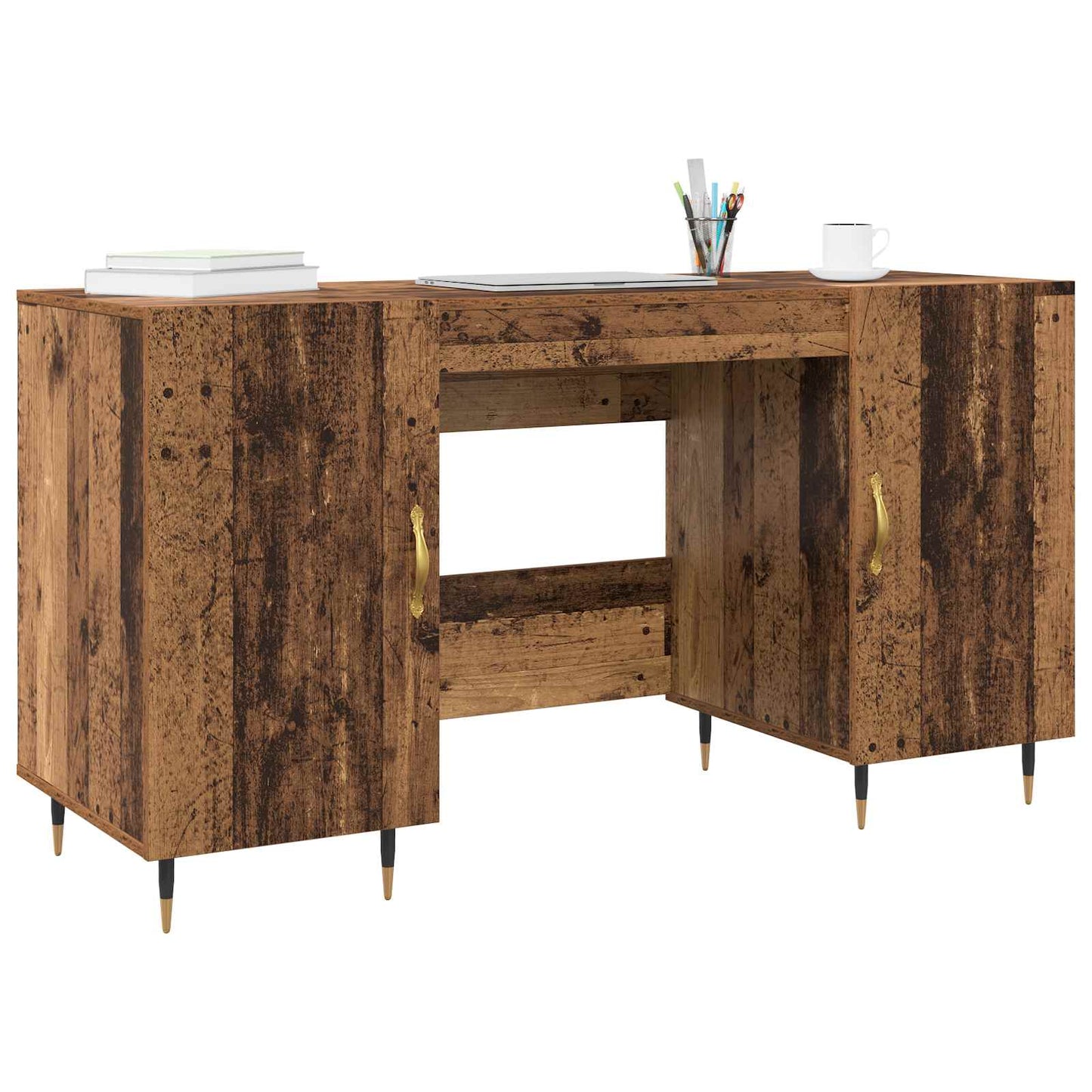 Skrivebord med dør Gammelt tre 140 x 50 x 75 cm Konstruert tre