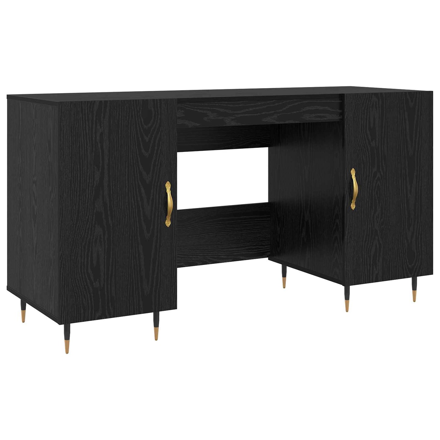 Skrivebord med hylle Svart eik 140 x 50 x 75 cm Konstruert tre