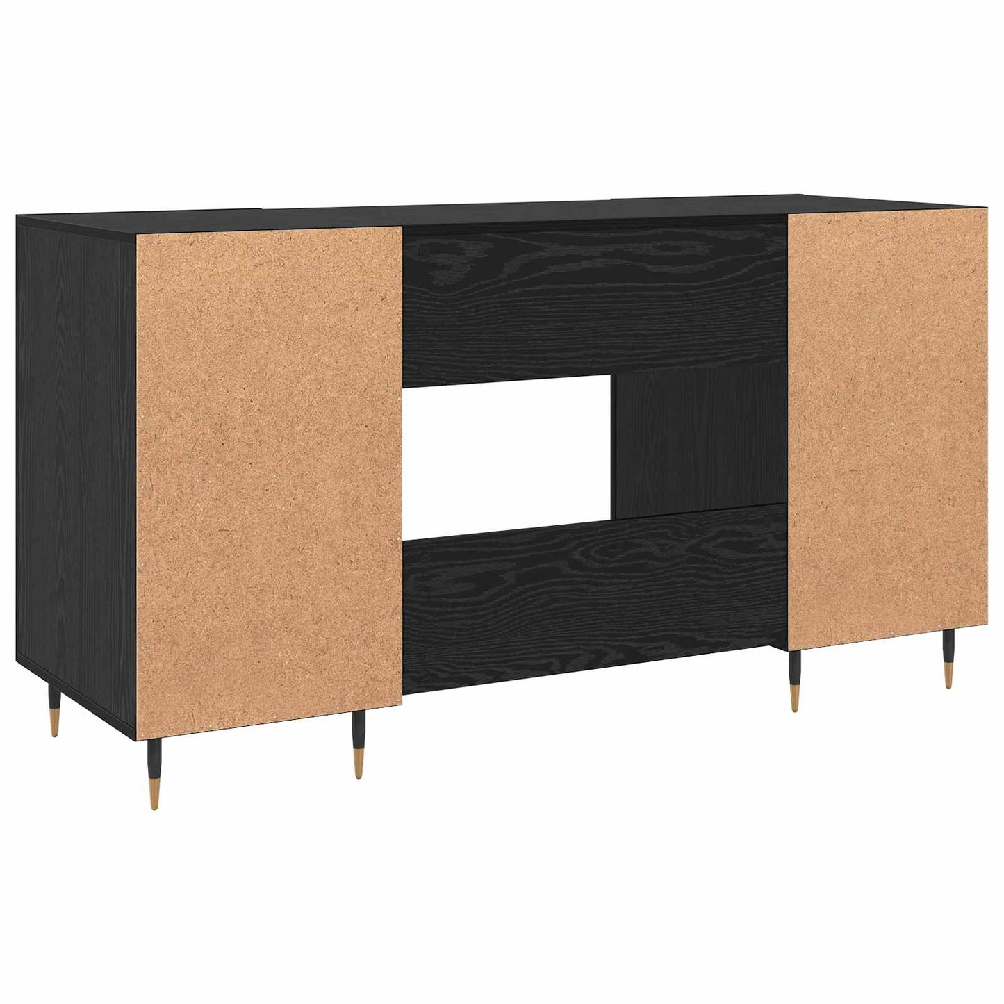 Skrivebord med hylle Svart eik 140 x 50 x 75 cm Konstruert tre
