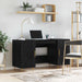 Skrivebord med hylle Svart eik 140 x 50 x 75 cm Konstruert tre