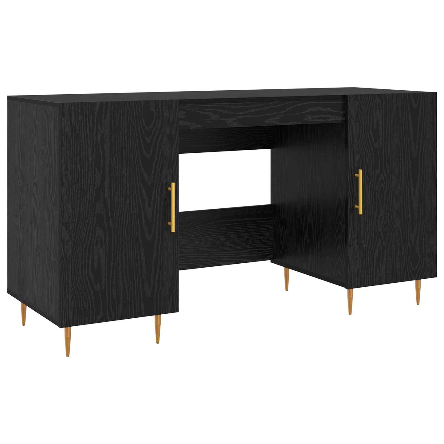 Skrivebord med hylle Svart eik 140 x 50 x 75 cm Konstruert tre