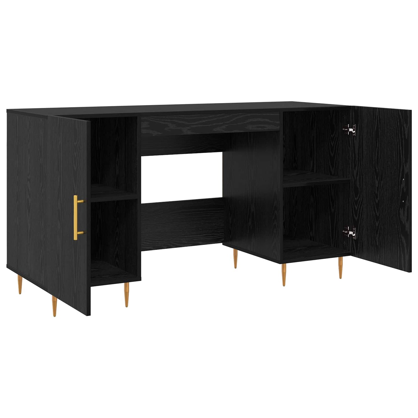 Skrivebord med hylle Svart eik 140 x 50 x 75 cm Konstruert tre