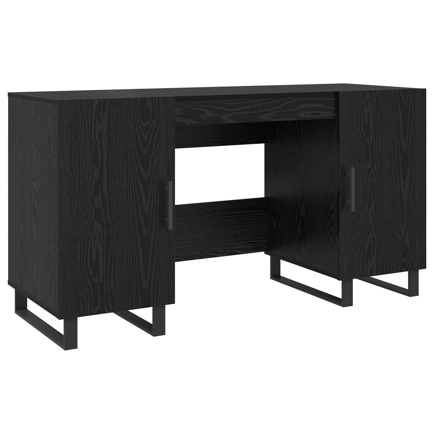 Skrivebord med hylle Svart eik 140 x 50 x 75 cm Konstruert tre