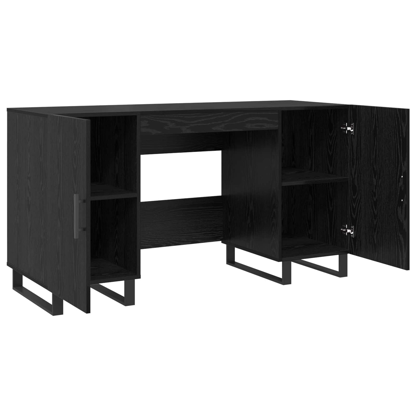 Skrivebord med hylle Svart eik 140 x 50 x 75 cm Konstruert tre