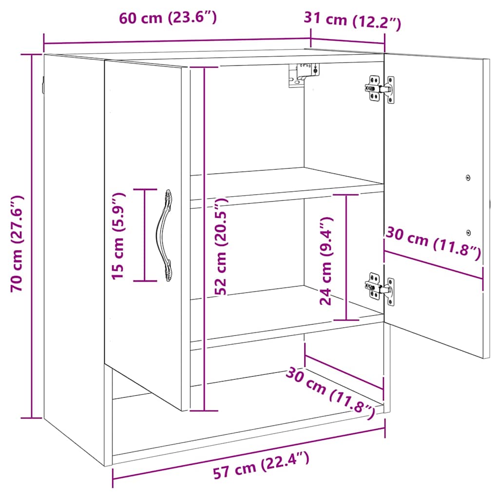 Vegghengt skap Gammelt tre 60 x 31 x 70 cm Konstruert tre
