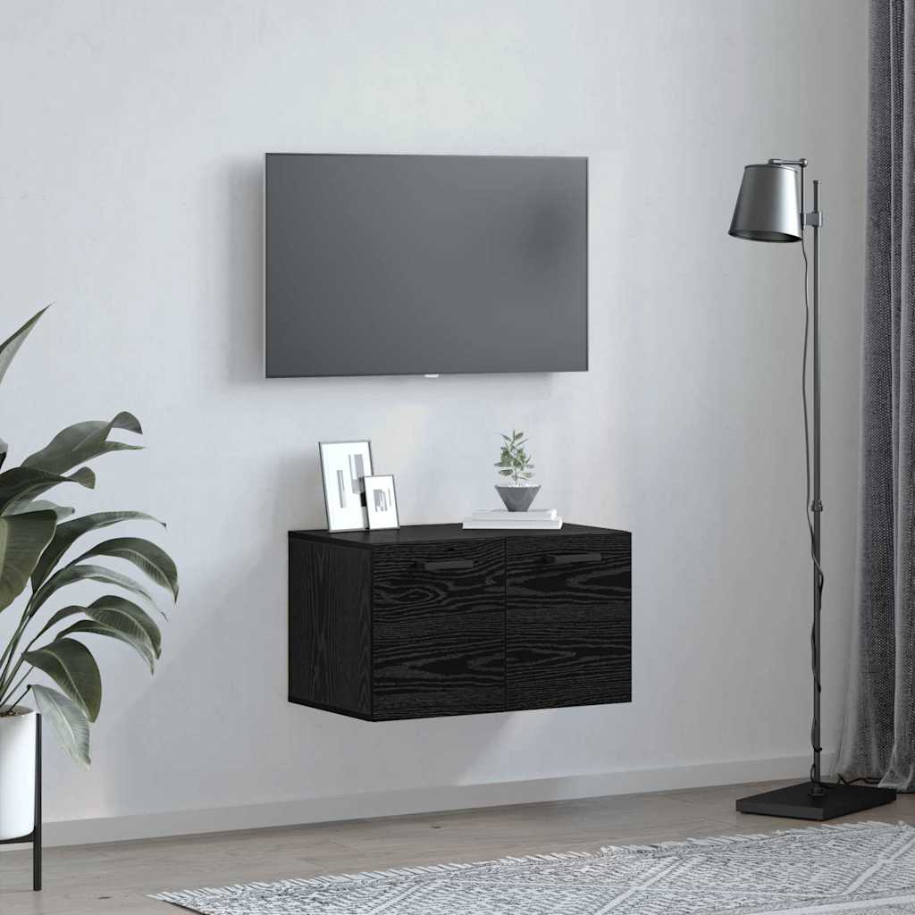 Vegghengt skap Svart Eik 60 x 36,5 x 35 cm Konstruert tre