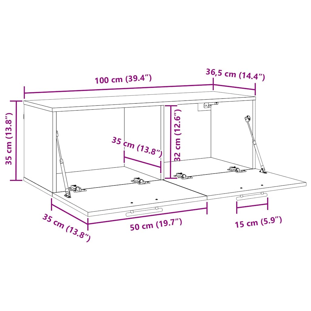 Veggskap artisan eik 100 x 36.5 x 35 cm Konstruert tre