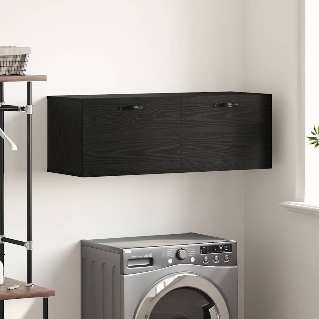 Vegghengt skap Svart Eik 100 x 36,5 x 35 cm Konstruert tre