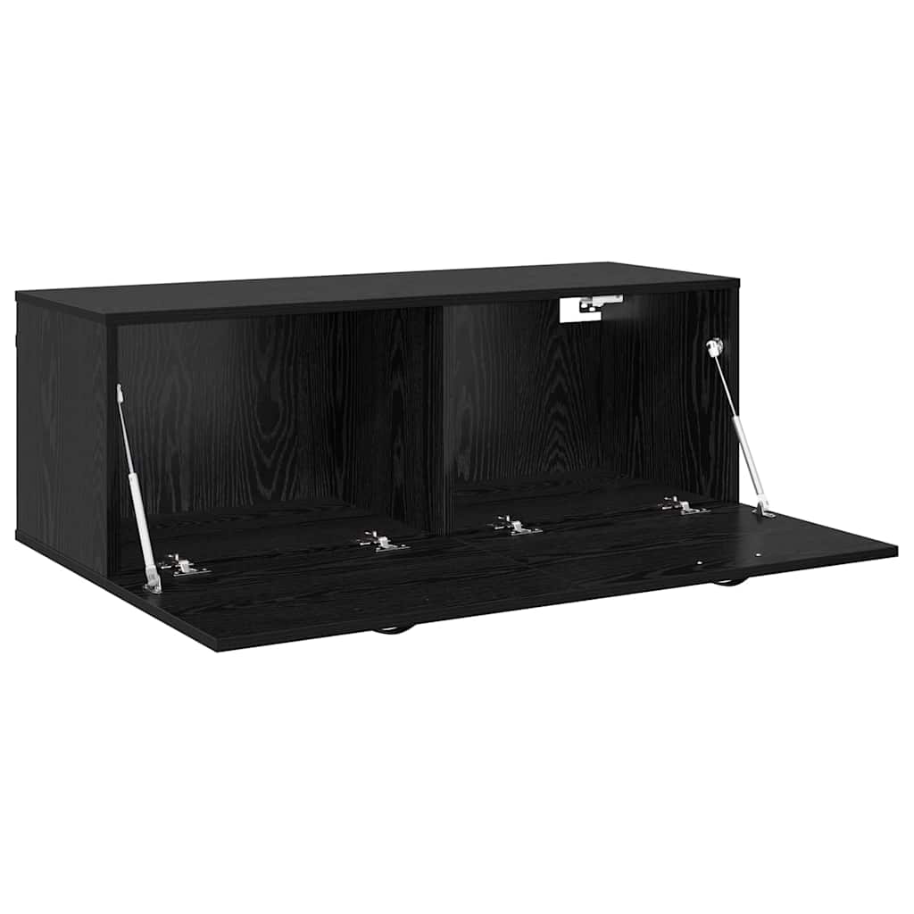 Vegghengt skap Svart Eik 100 x 36,5 x 35 cm Konstruert tre
