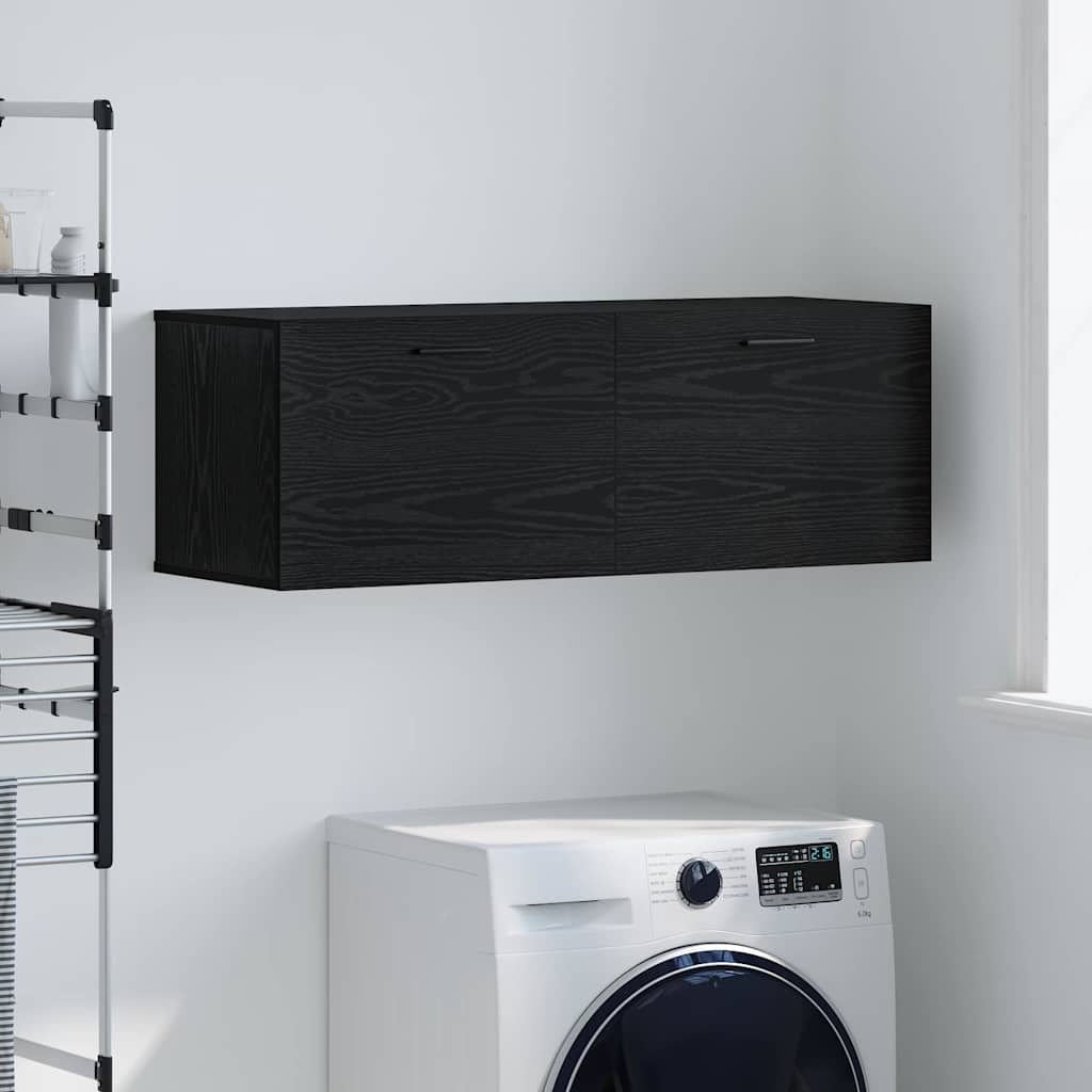 Vegghengt skap Svart Eik 100 x 36,5 x 35 cm Konstruert tre