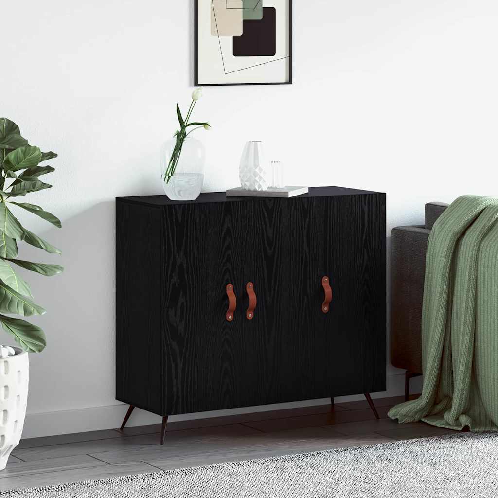 Serviesskap Svart Eik 89,5 x 34 x 80 cm Konstruert tre