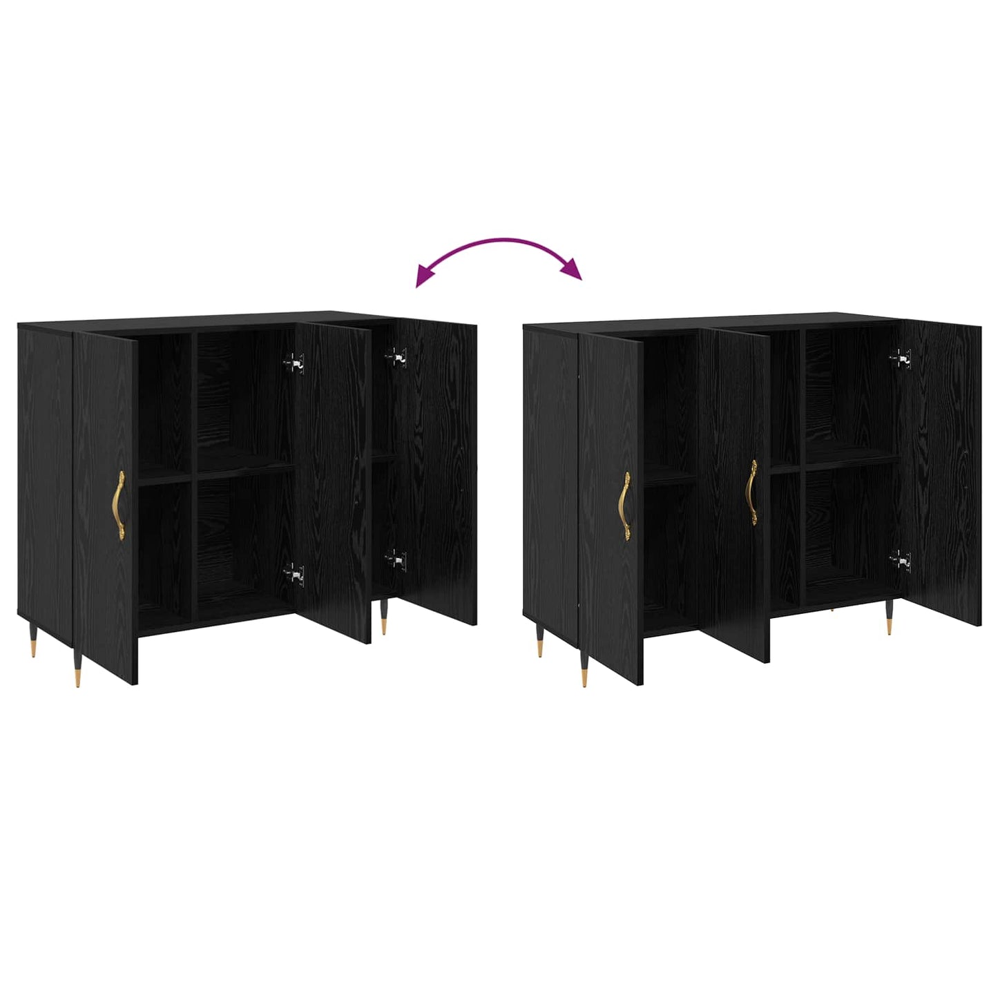 Serviesskap Svart Eik 90 x 34 x 80 cm Konstruert tre