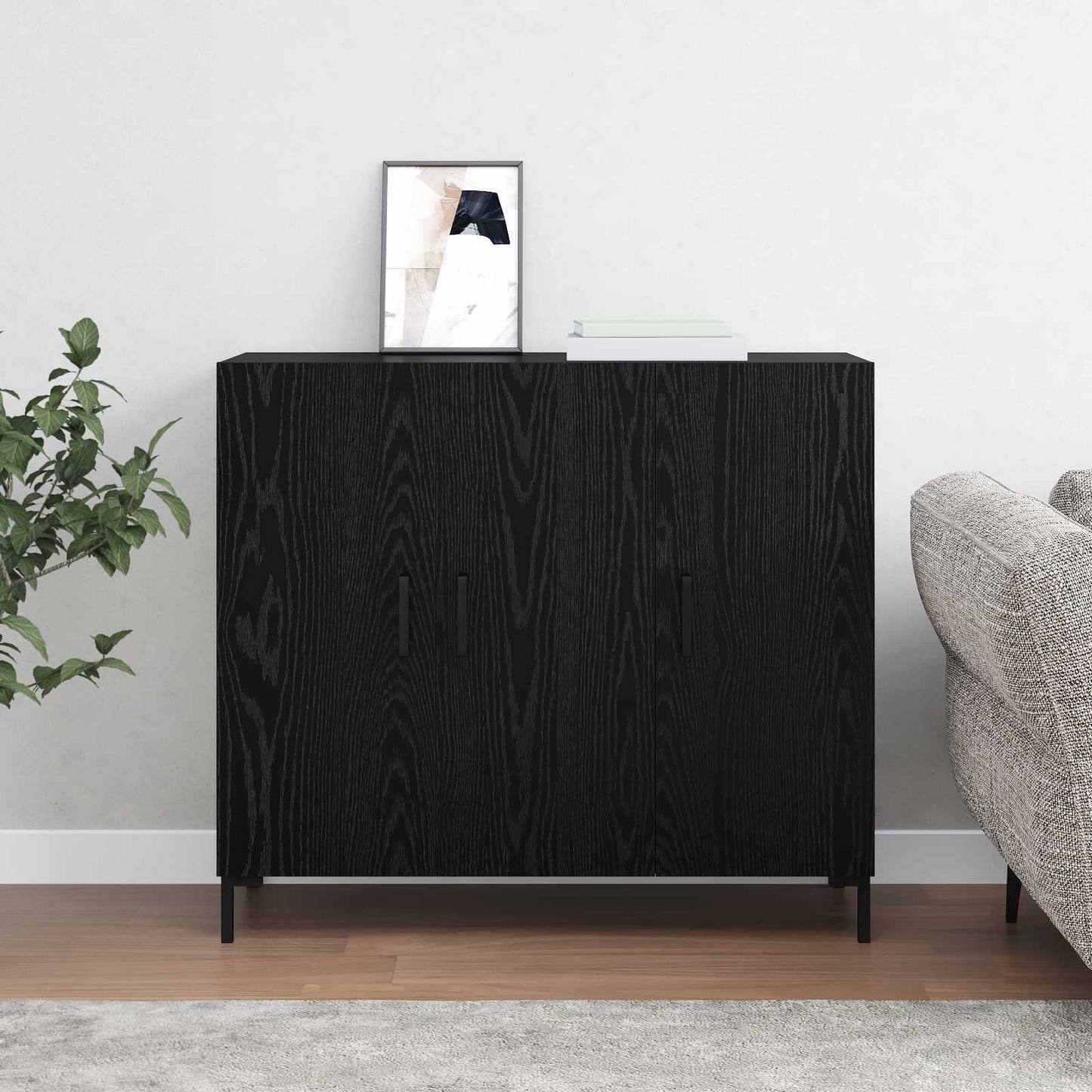 Serviesskap Svart Eik 90 x 34 x 80 cm Konstruert tre