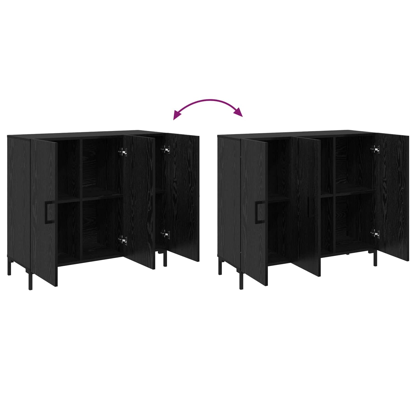 Serviesskap Svart Eik 90 x 34 x 80 cm Konstruert tre