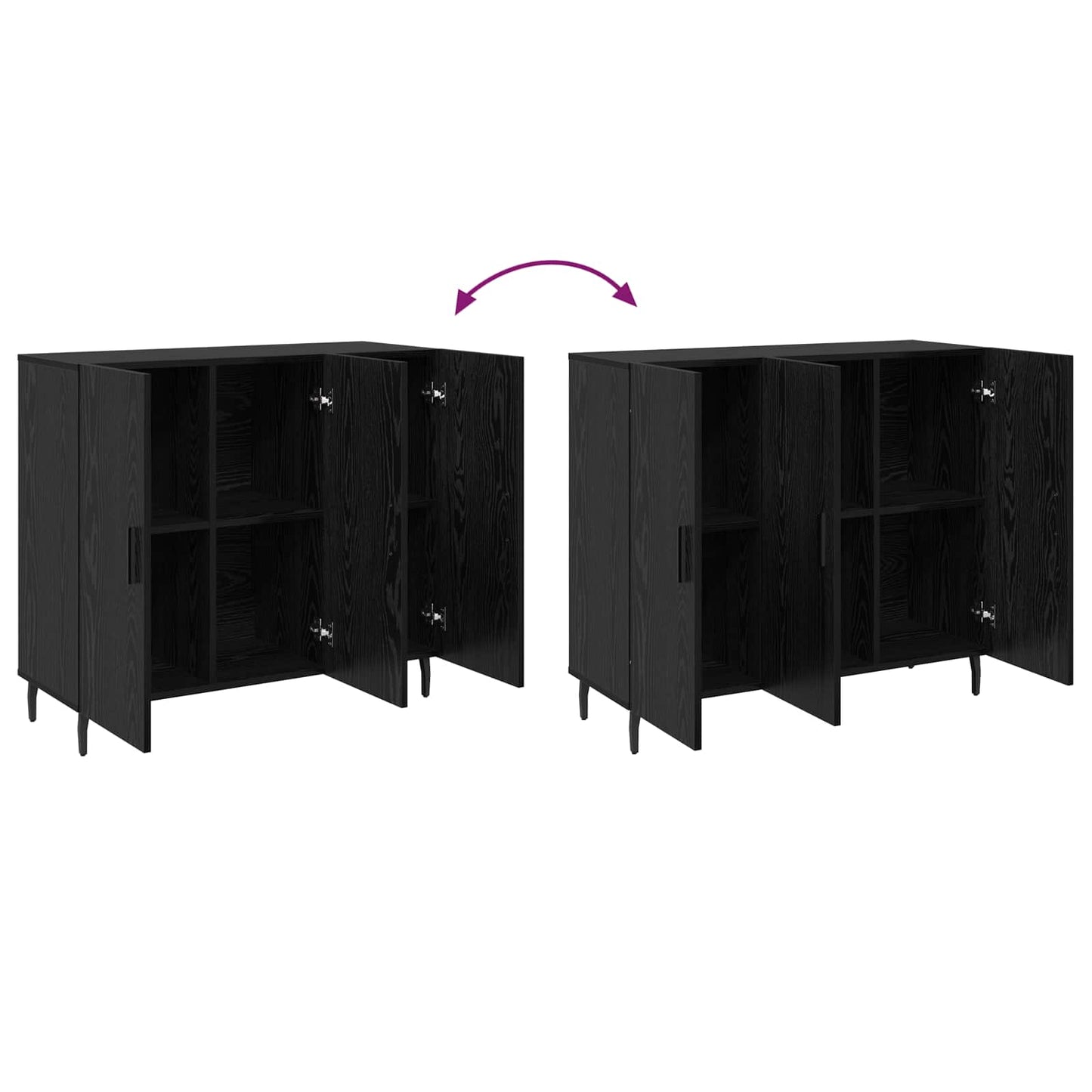 Serviesskap Svart Eik 90 x 34 x 80 cm Konstruert tre