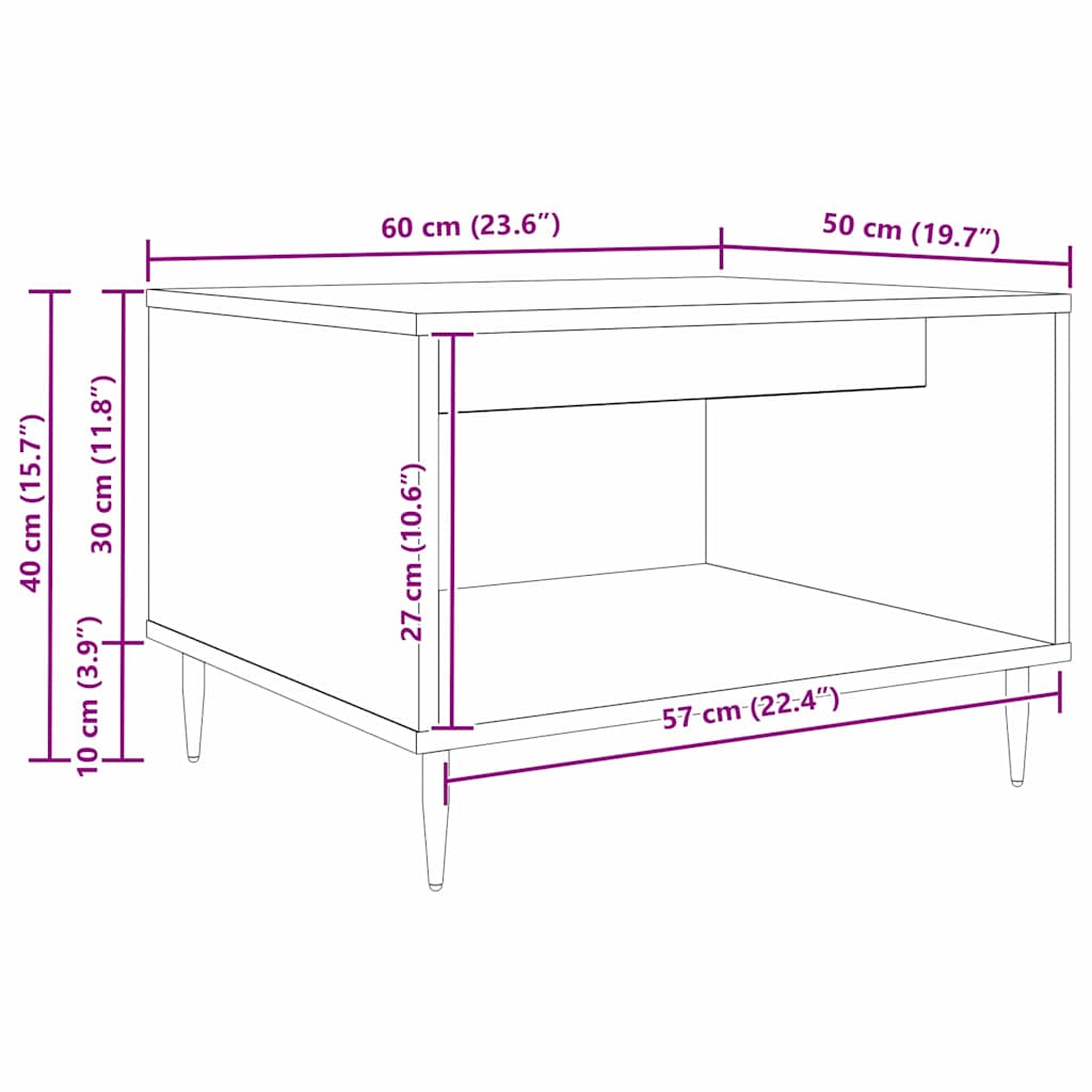 Kaffebord Svart eik 60 x 50 x 40 cm Konstruert tre