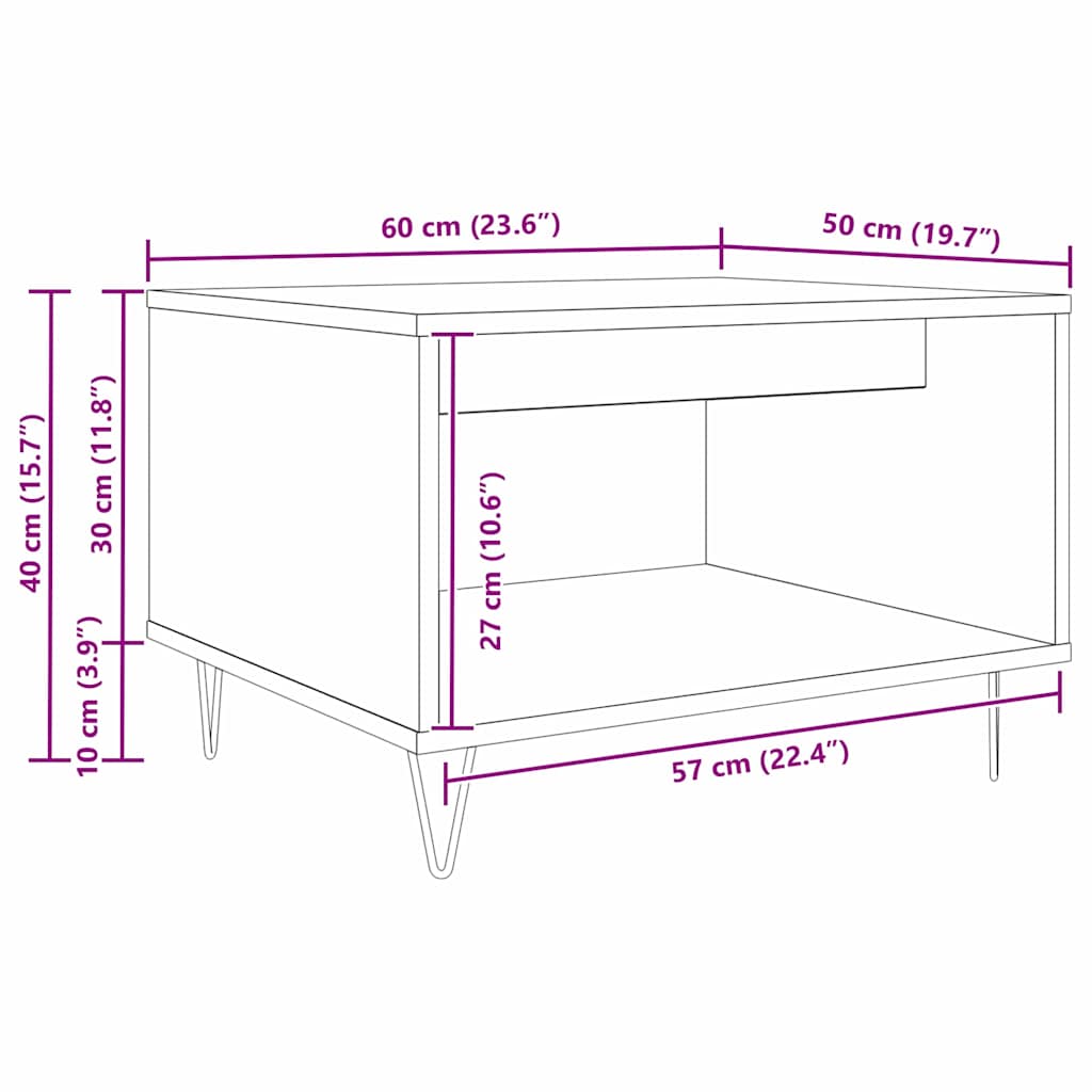Kaffebord Svart eik 60 x 50 x 40 cm Konstruert tre