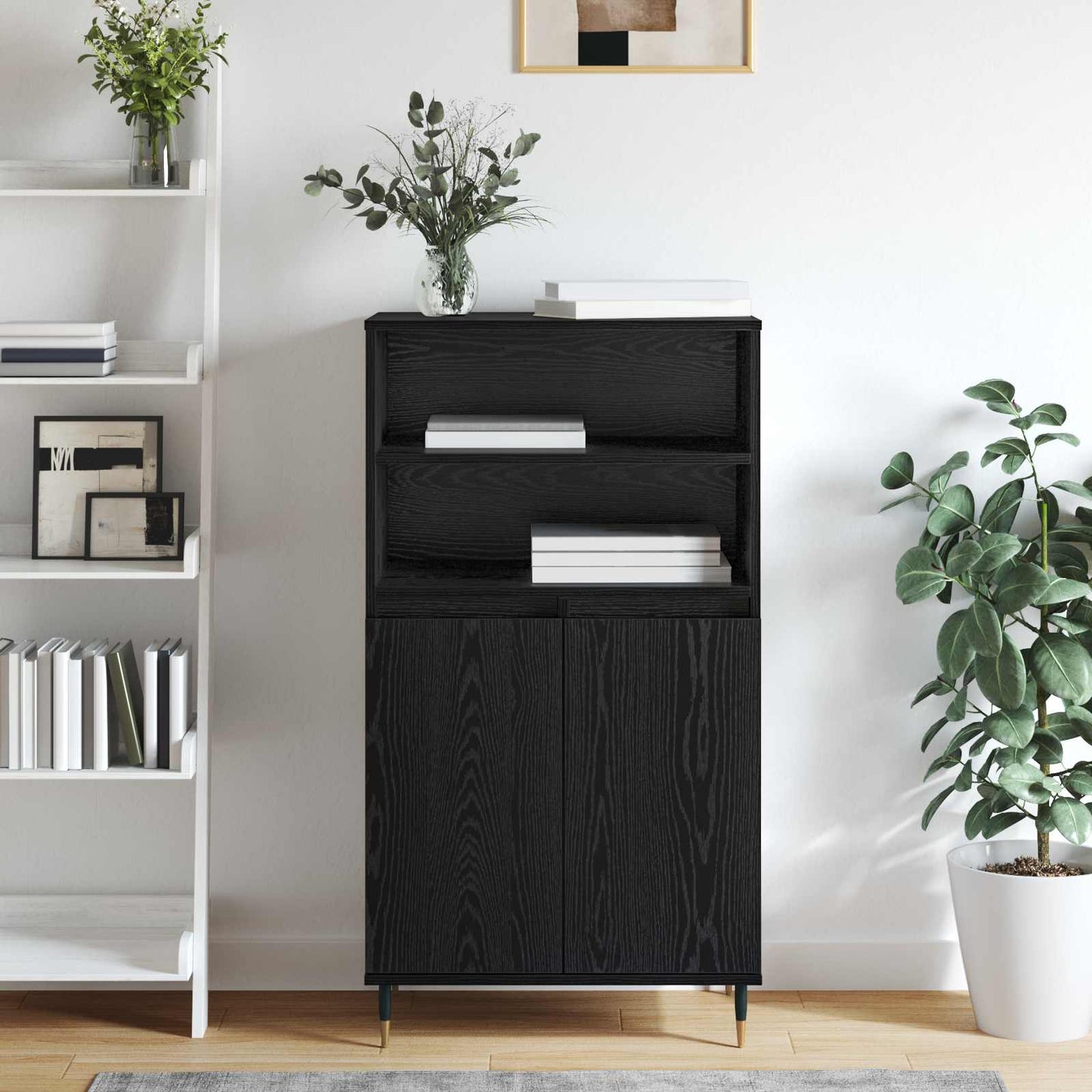 Høyskap Svart 60 x 36 x 110 cm Konstruert tre