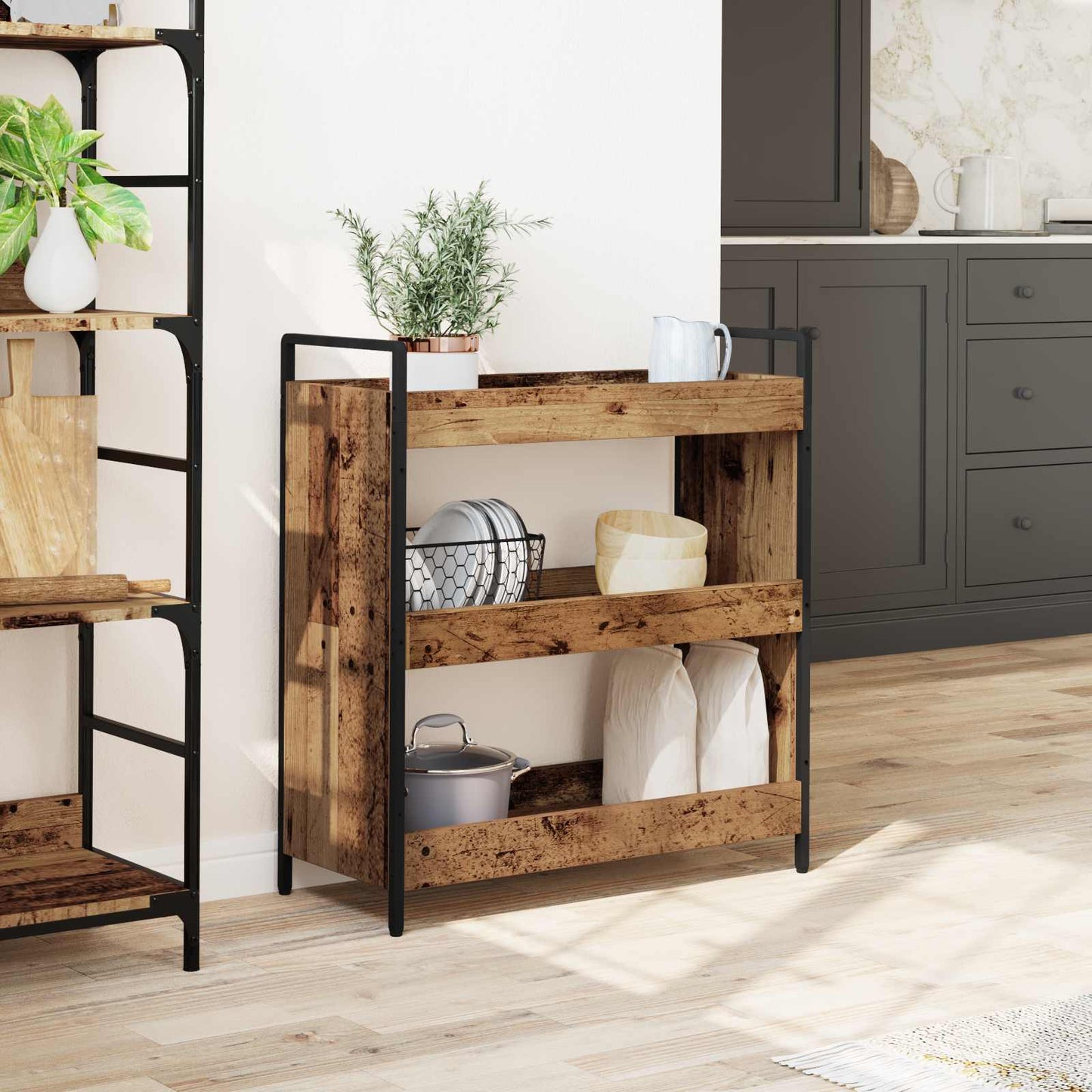 Kjøkkenvogn Gammelt tre 70 x 30 x 82 cm Konstruert tre