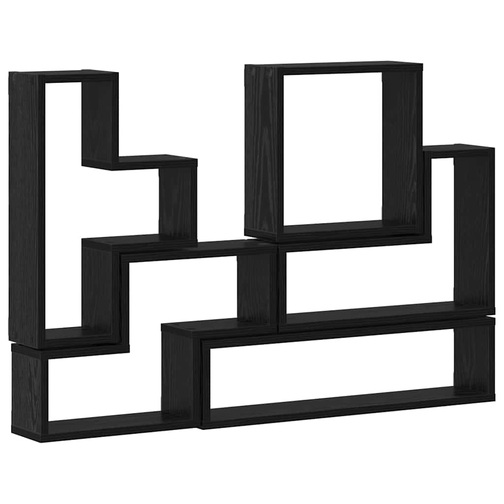 Vegghylle Veggmontert Svart Eik 96 x 12 x 64 cm