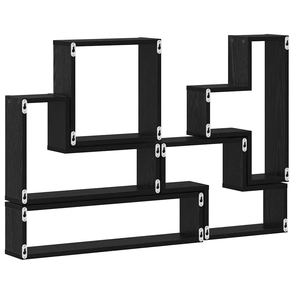 Vegghylle Veggmontert Svart Eik 96 x 12 x 64 cm