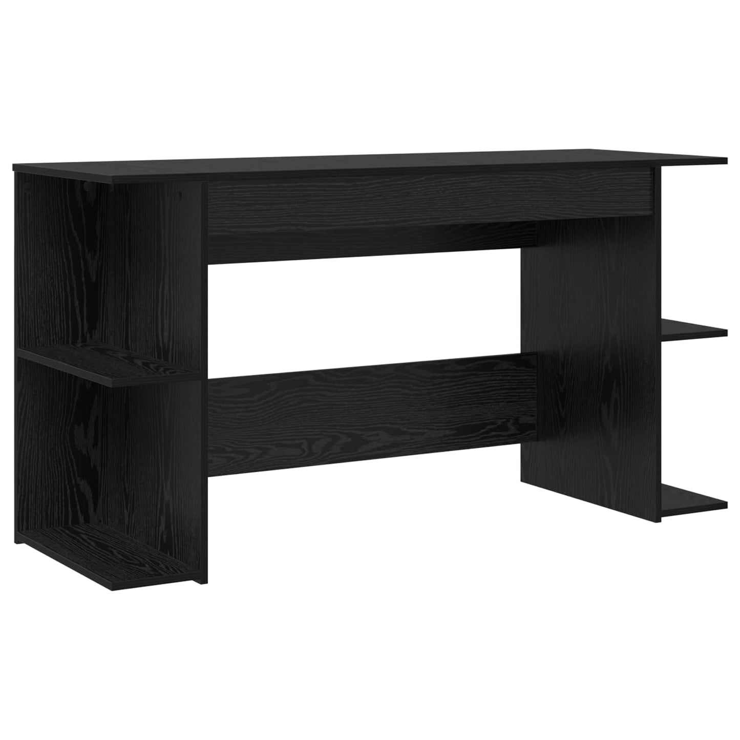 Skrivebord med hylle Svart eik 140 x 50 x 75 cm Konstruert tre