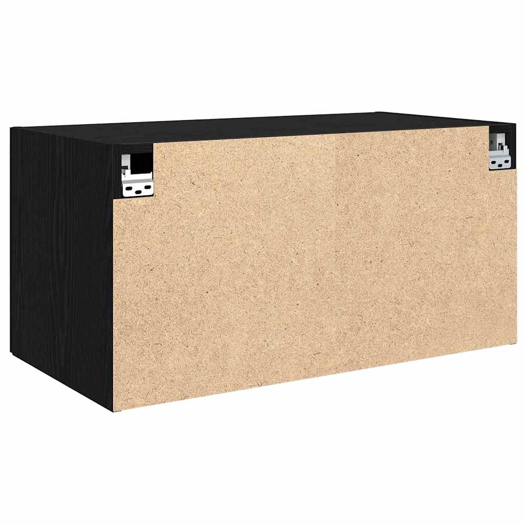 Veggskap Veggmontert Svart eik 80 x 42.5 x 40 cm Konstruert tre