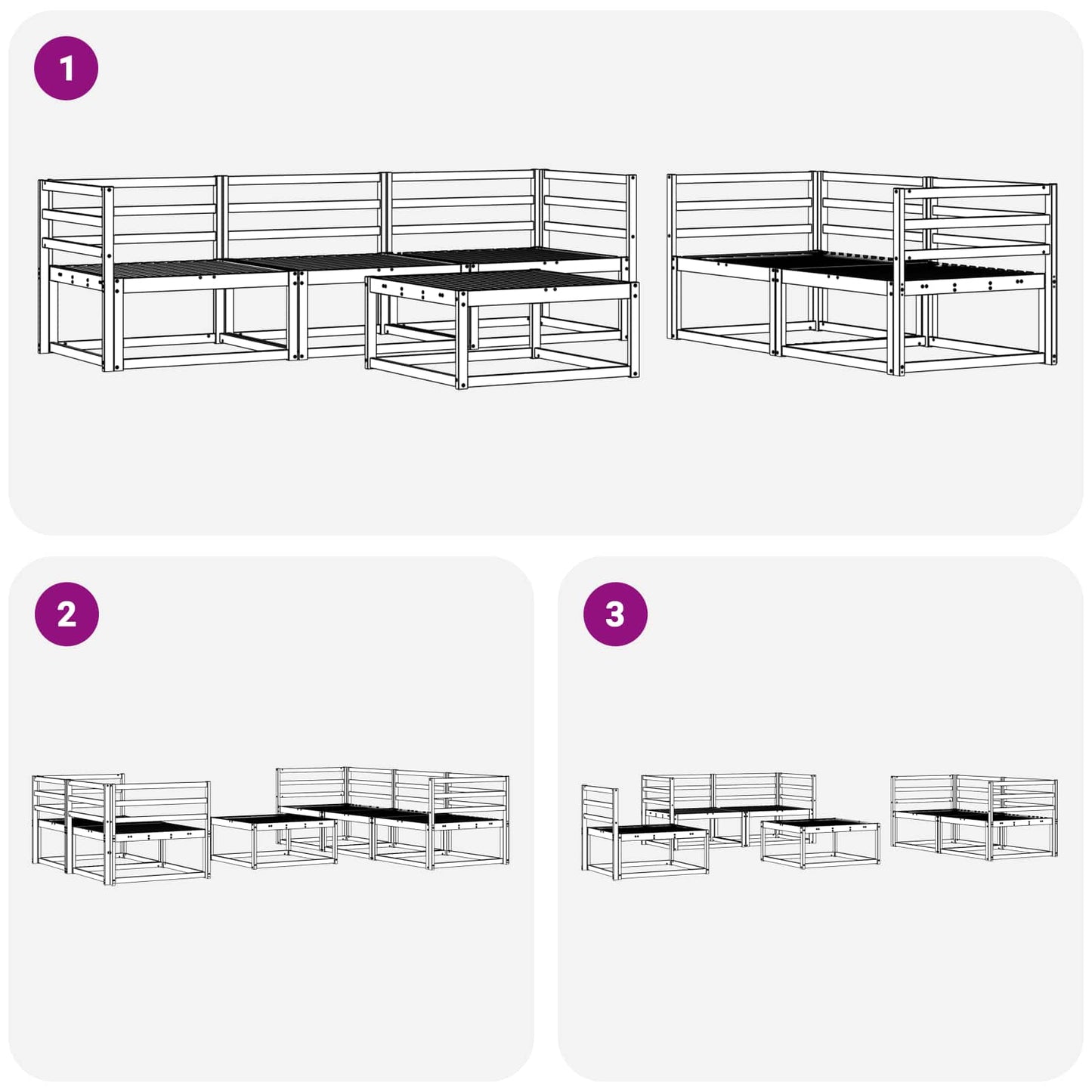 Utendørs sofa-sett 6 pcs Hvit