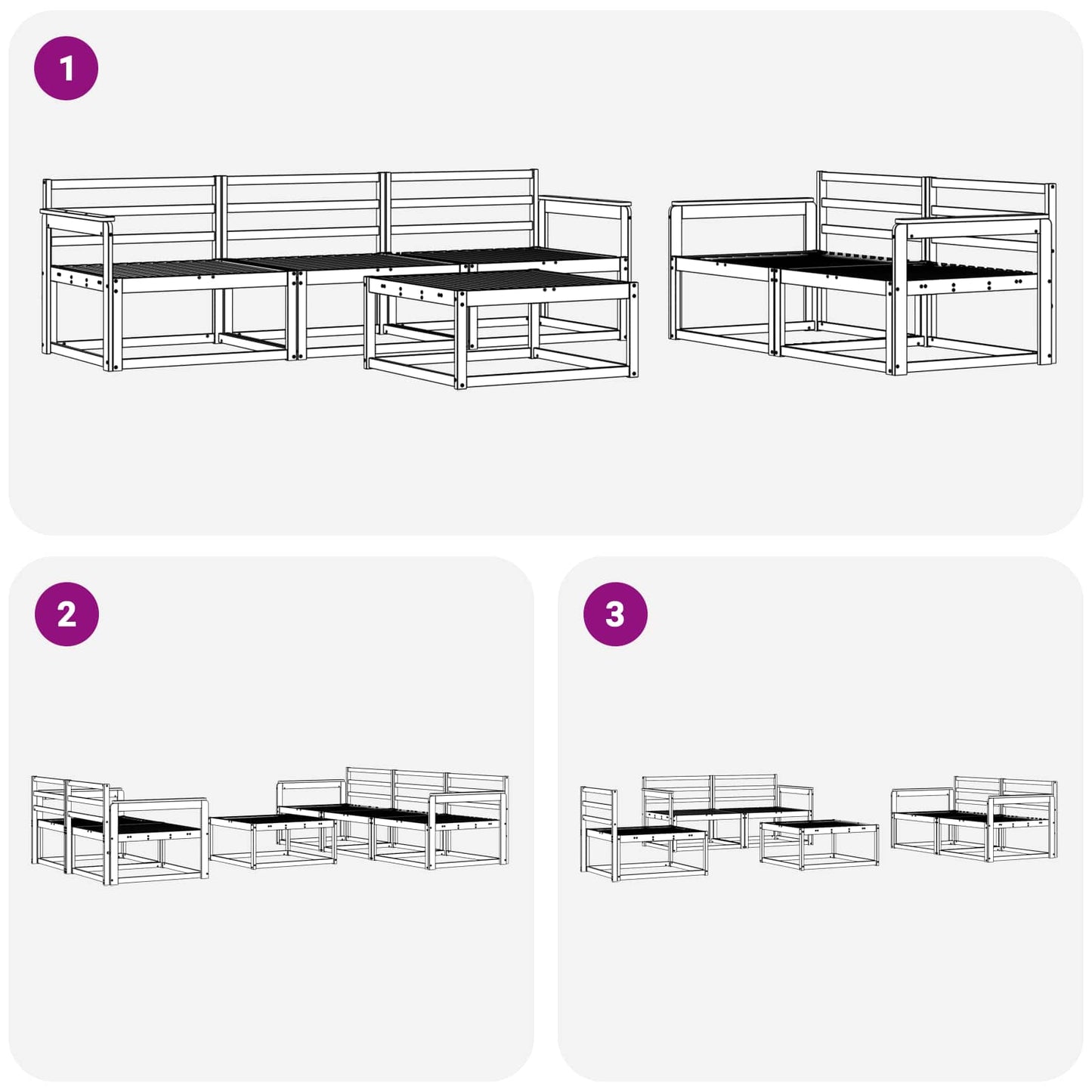 Utendørs sofa-sett 6 pcs Hvit