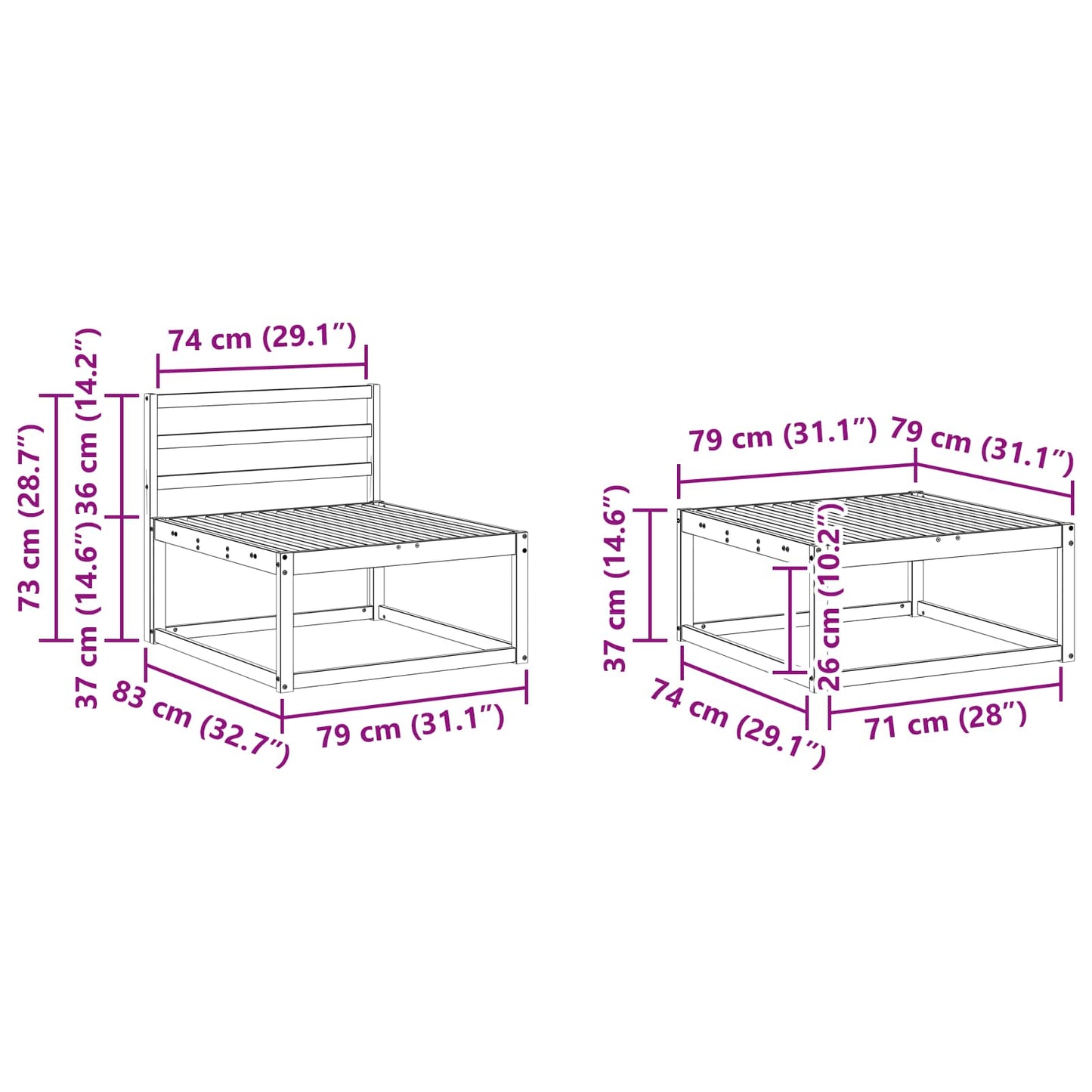 Utendørs sofa-sett 7 pcs Hvit