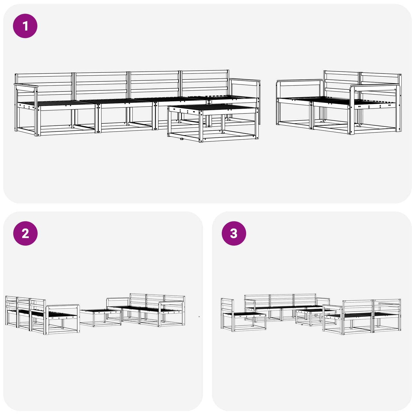 Utendørs sofa-sett 7 pcs Hvit