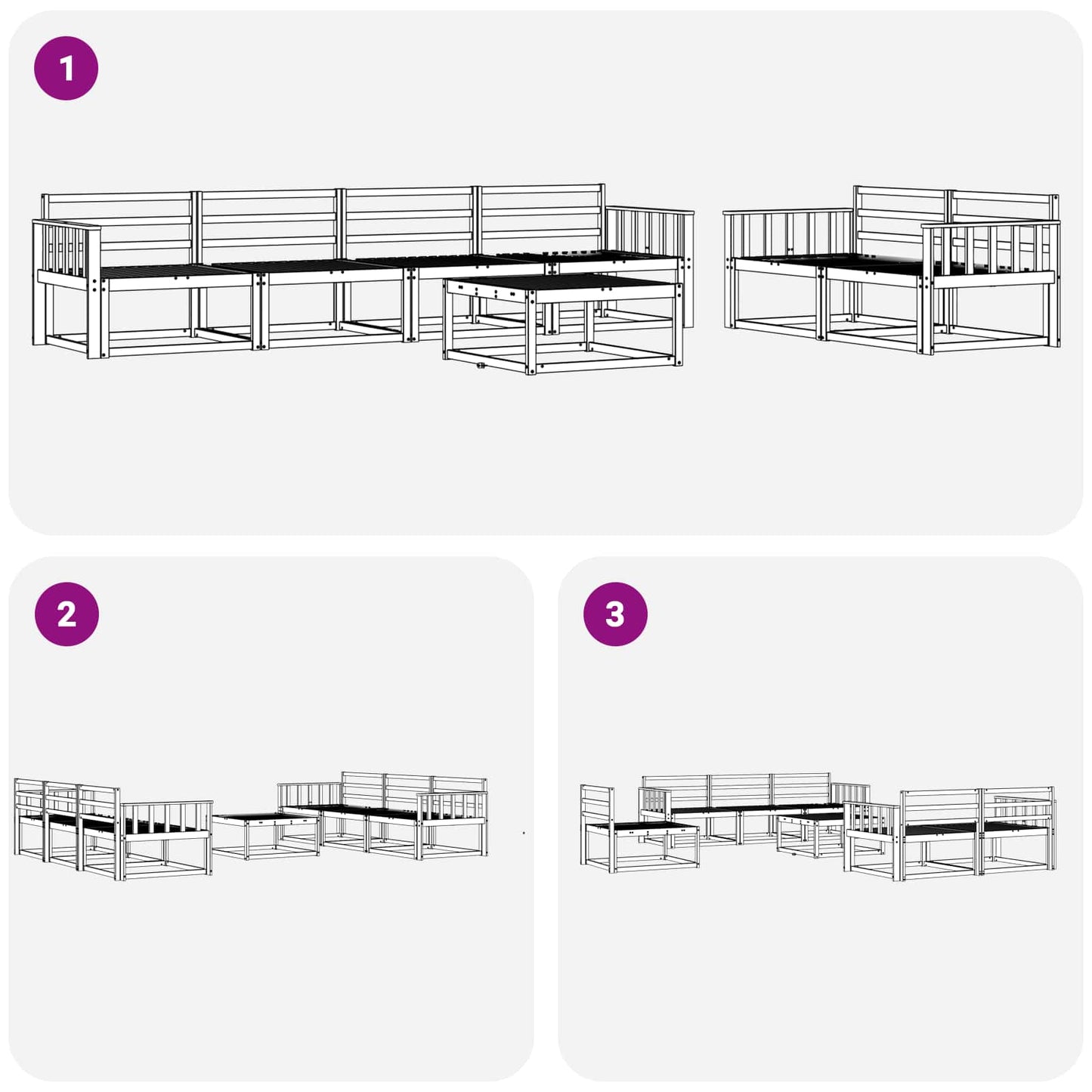 Utendørs sofa-sett 7 pcs Hvit