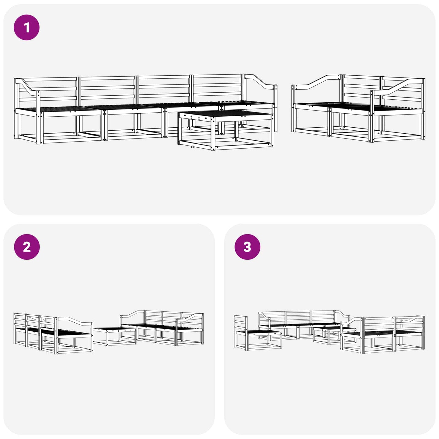 Utendørs sofa-sett 7 pcs Hvit