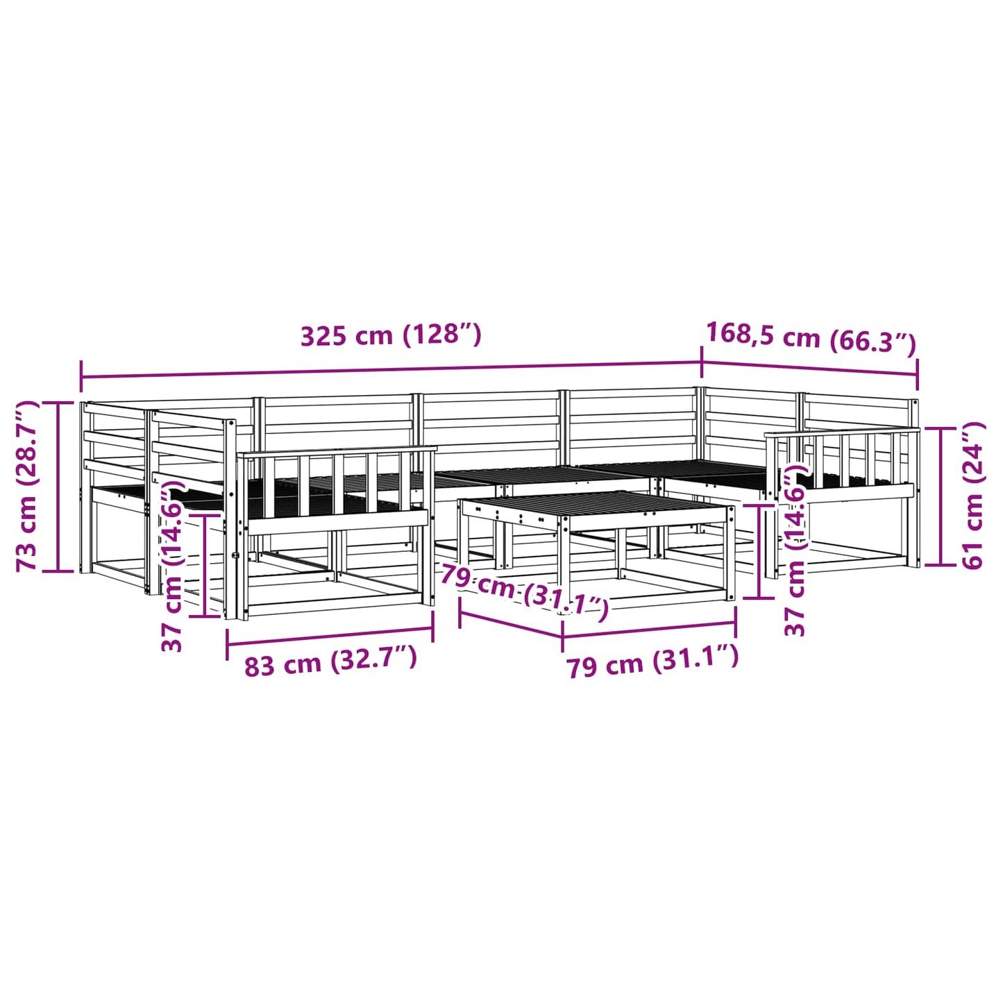 Utendørs sofa-sett 7 pcs Hvit