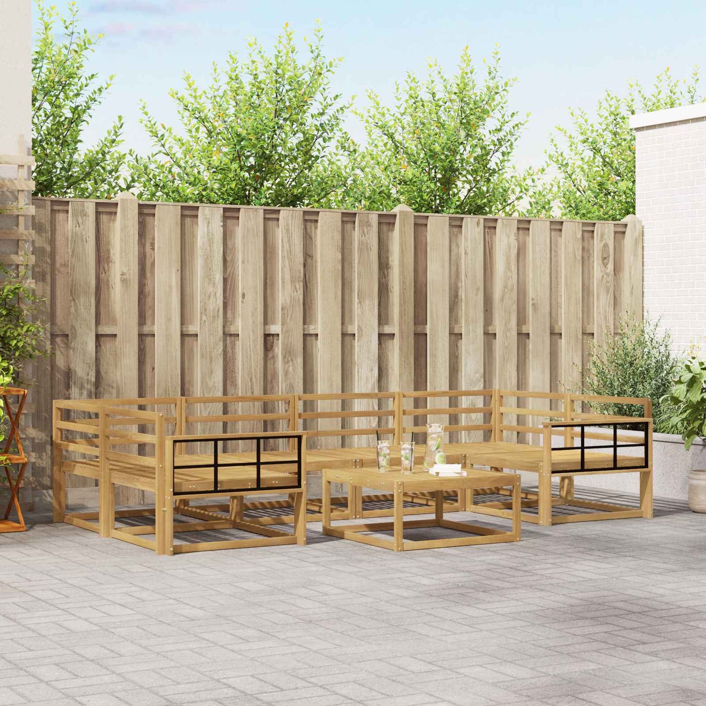 Utendørs sofa-sett 7 pcs Hvit