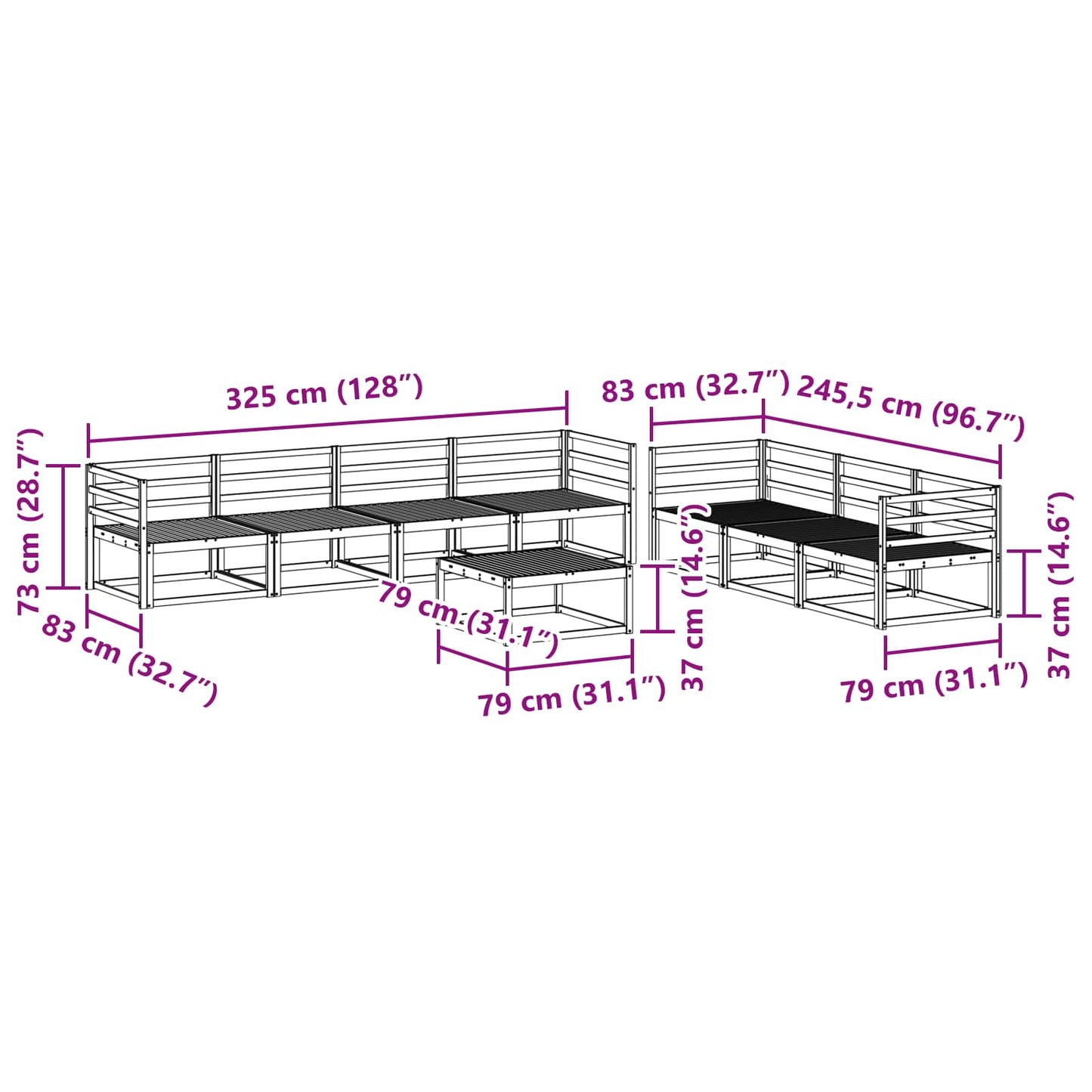 Utendørs sofa-sett 8 pcs Hvit