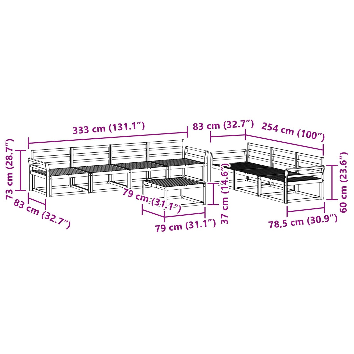 Utendørs sofa-sett 8 pcs Hvit
