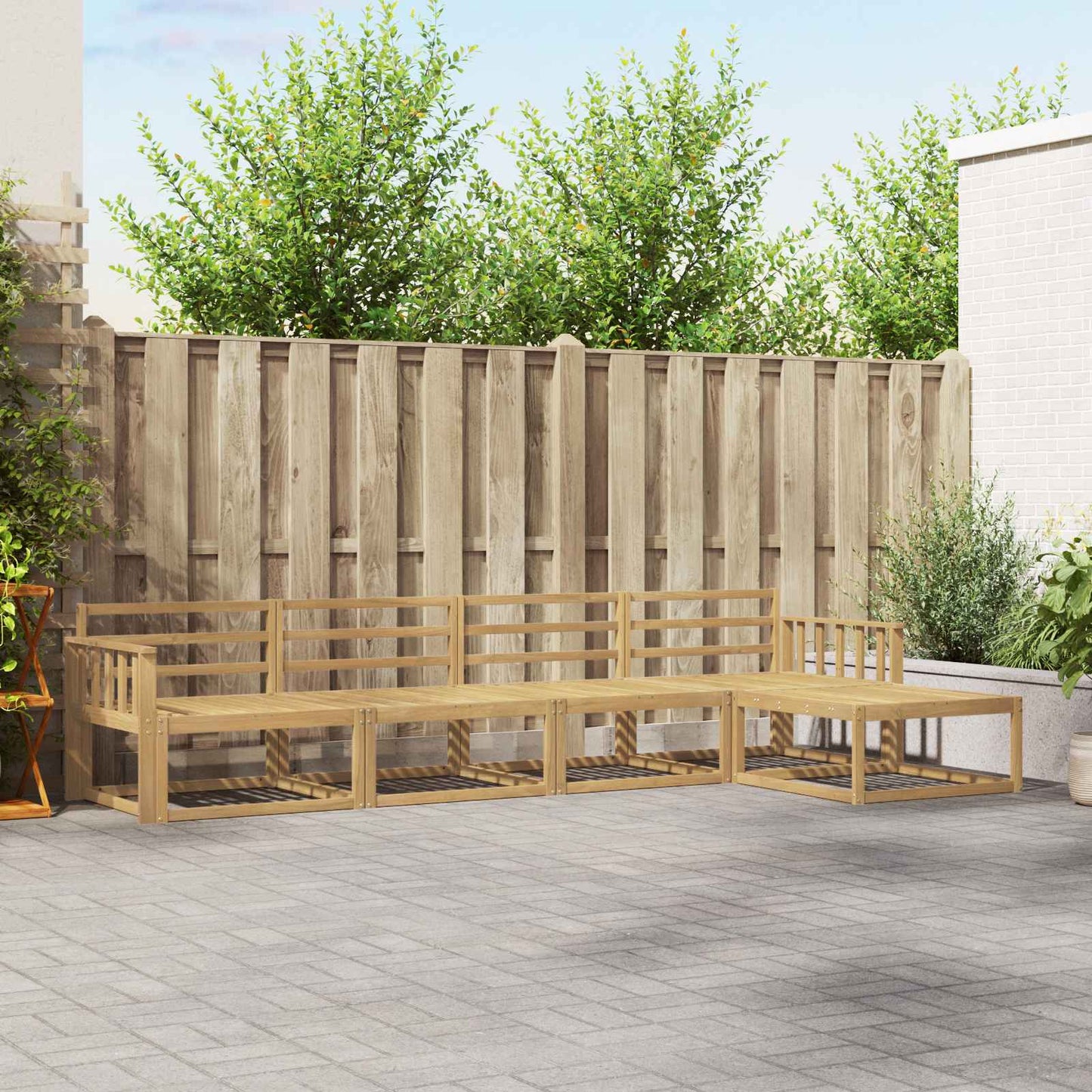 Utendørs sofa-sett 5 pcs Hvit 329 x 162,5 x 73 cm